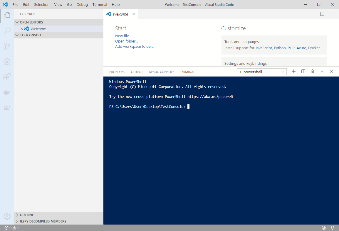 creating a new file for console app visual studio