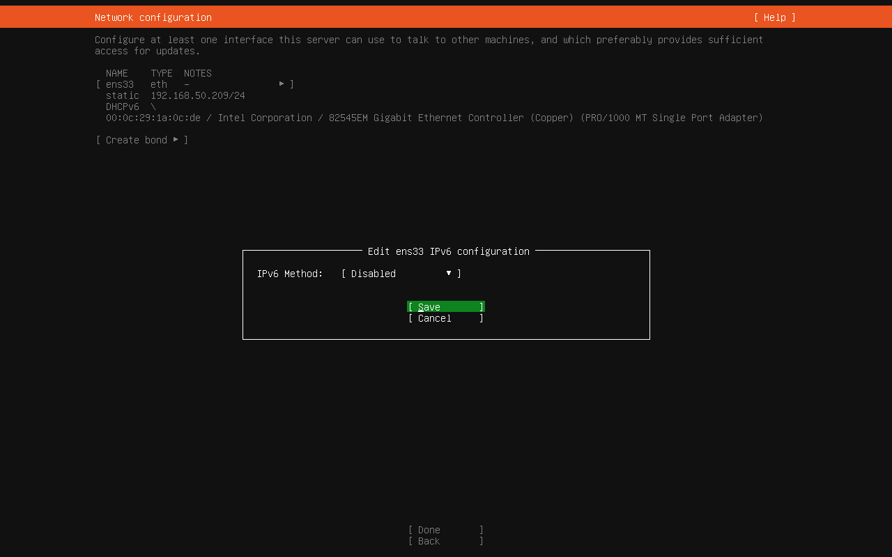 Ubuntu IPv6 method disabled