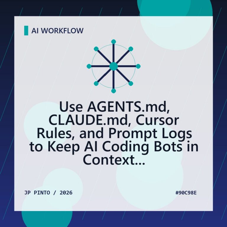 Featured image for Use AGENTS.md, CLAUDE.md, Cursor Rules, and Prompt Logs to Keep AI Coding Bots in Context