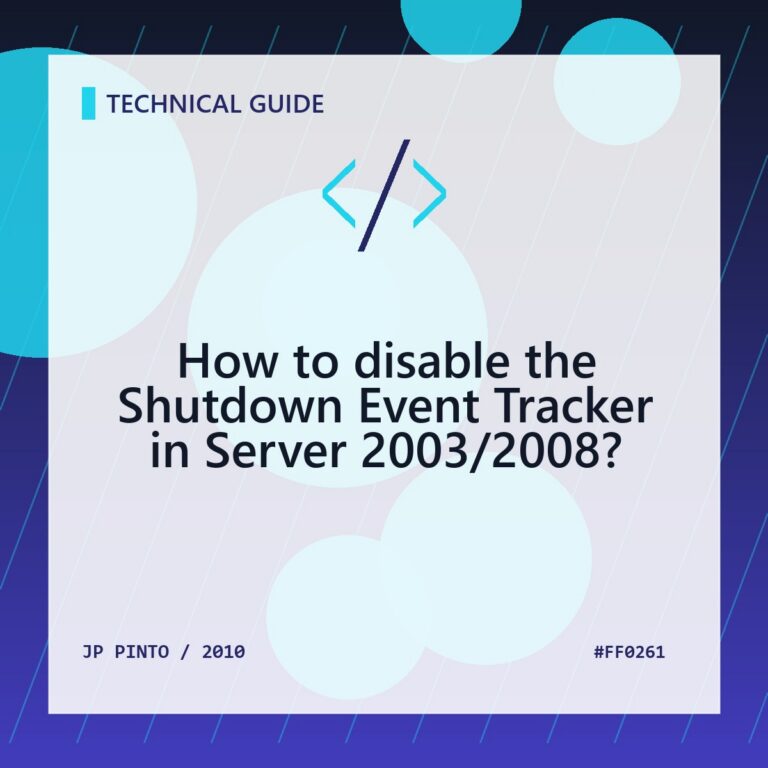 Featured image for How to disable the Shutdown Event Tracker in Server 2003/2008?