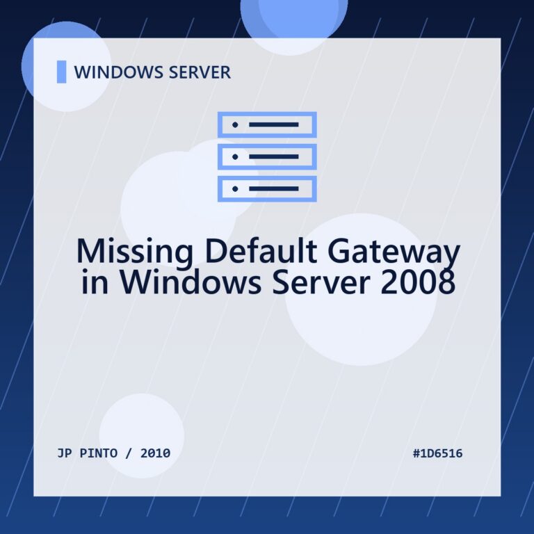 Featured image for Missing Default Gateway in Windows Server 2008